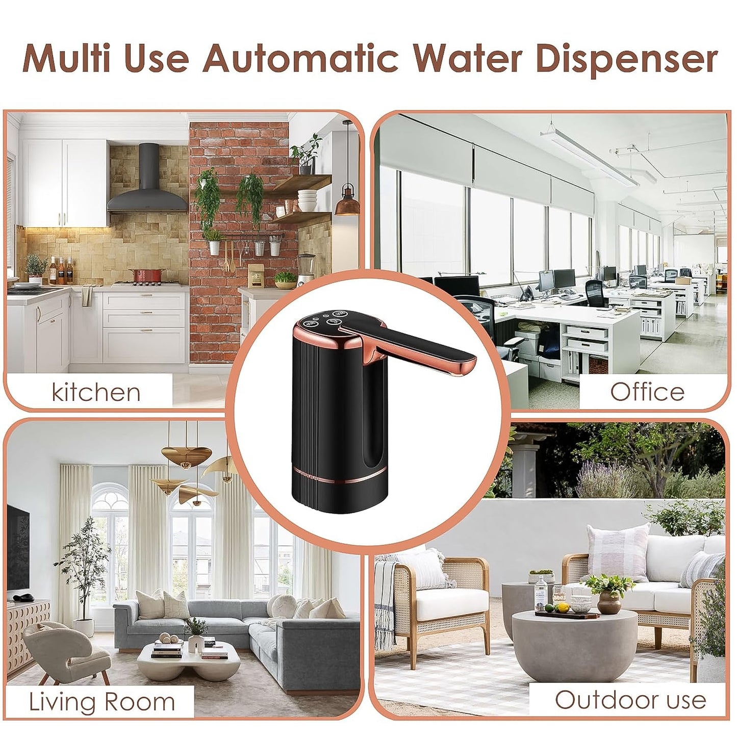 Aquno: USB Rechargeable Automatic Water Dispenser – 1-Touch Pump for 20L Bottles with Timer Function, 1200mAh Battery & Easy Operation for Home, Office & Travel