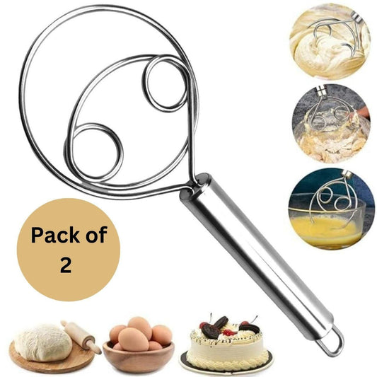 AttaMaker: Convenient & Mess Free Dough Atta Mixer Whisk, Stainless Steel &Easy Cleaning (Set of 2)