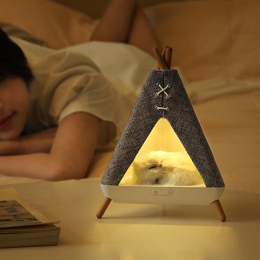 Purrrr: Cute Cat Tent House Lamp & Bluetooth Speaker for Cozy Ambient Lighting & Home Décor